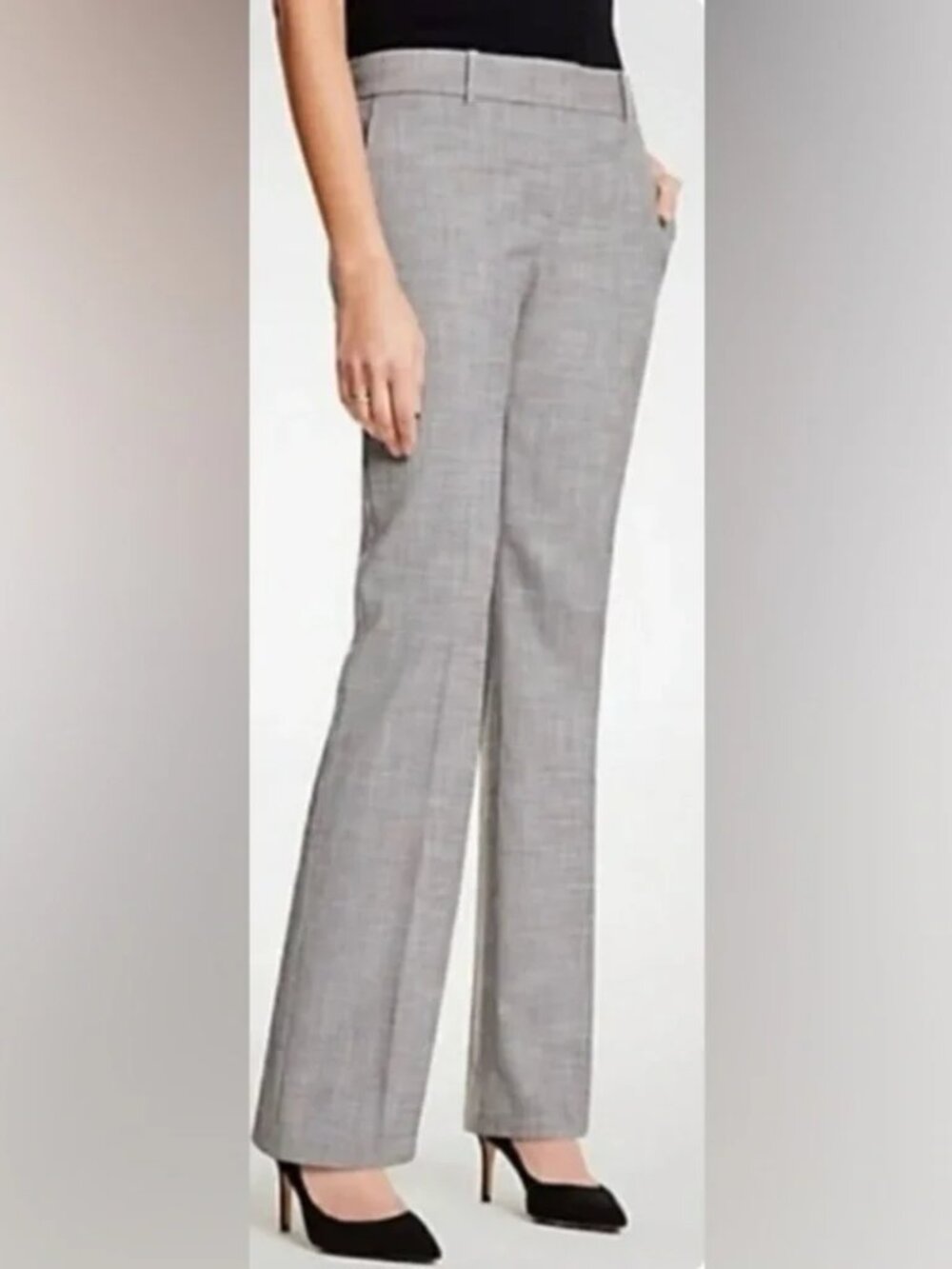 Ann Taylor Gray The Trouser Pants Women Size 8 Curvy Fit Full Length Office NWT